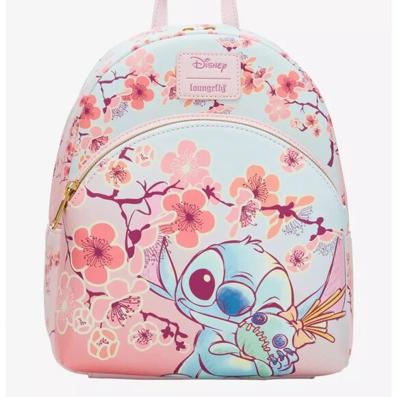 Loungefly Disney Lilo & Stitch Mini Backpack Cherry Blossoms Stitch & Scrump Bag - Picture 5 of 6